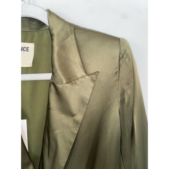 L’AGENCE green satin 3/4 sleeve collard blazer size 2 0063 - Picture 5 of 14
